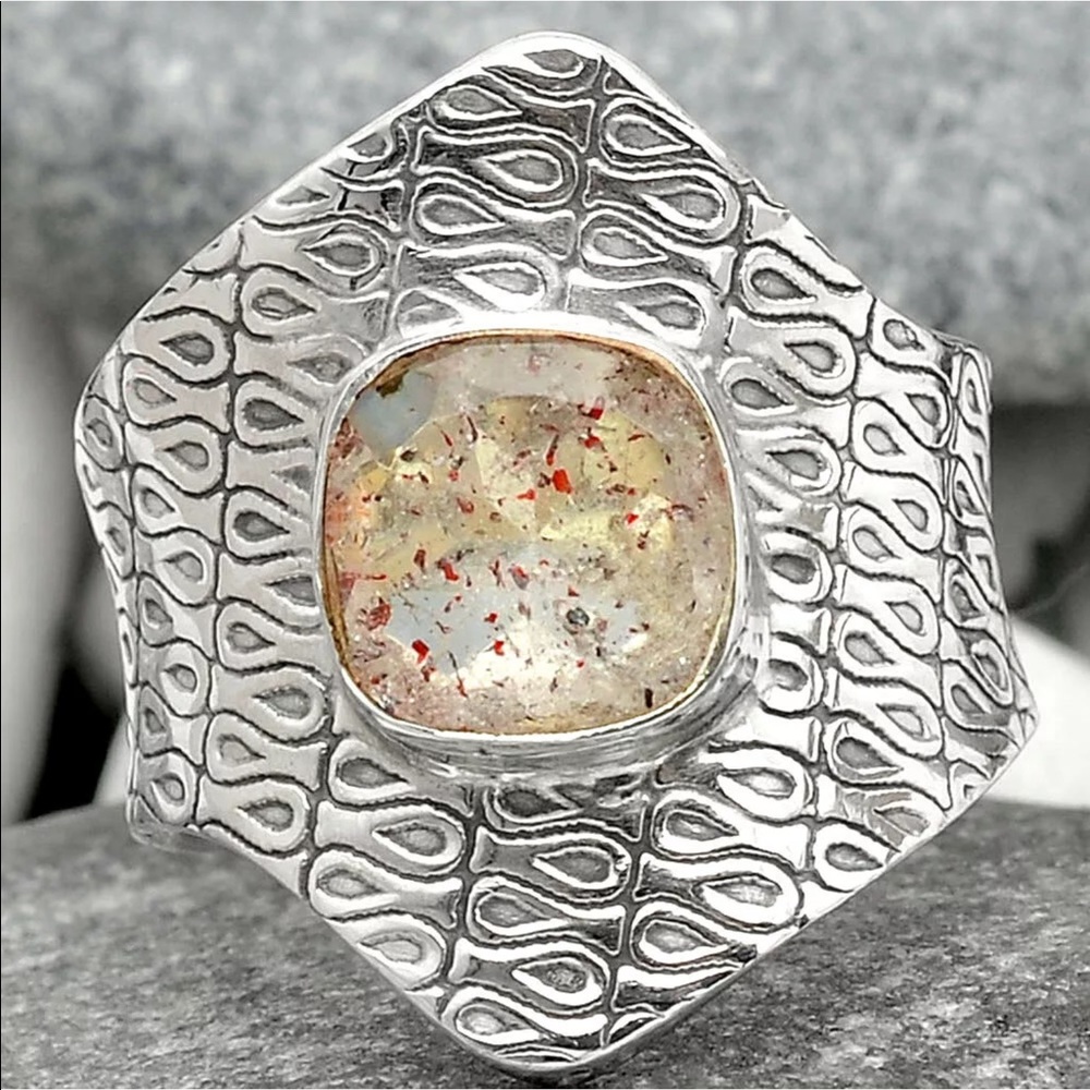 BOUTIQUE LEPIDOCROCITE IN QUARTZ 925 RING, SZ 8.5